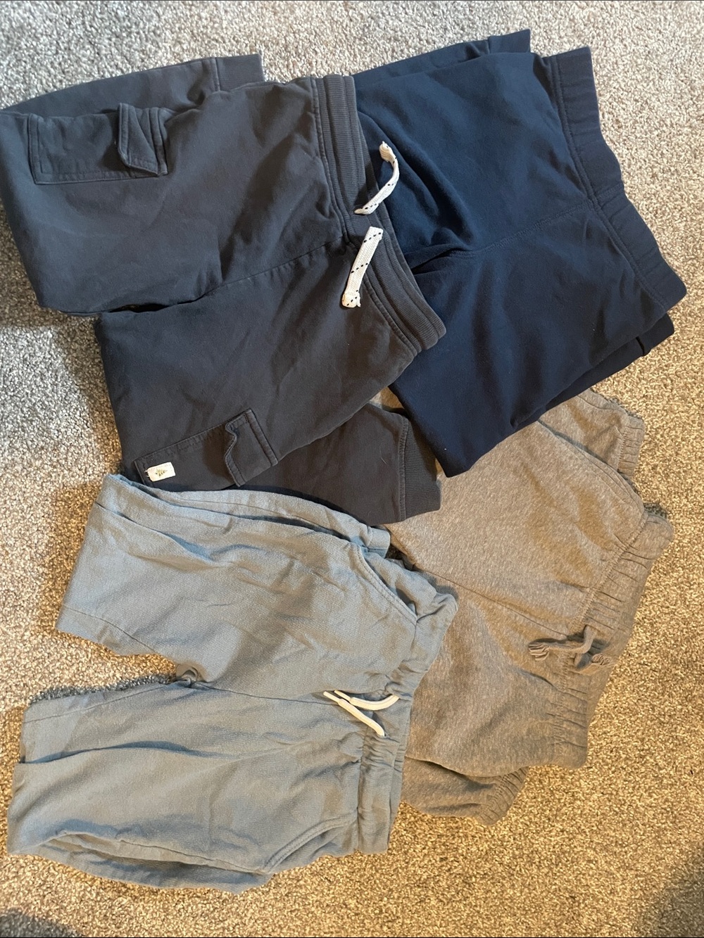 5T Boys sweatpants variety- Navy, Charcoal, Gray, Light Blue